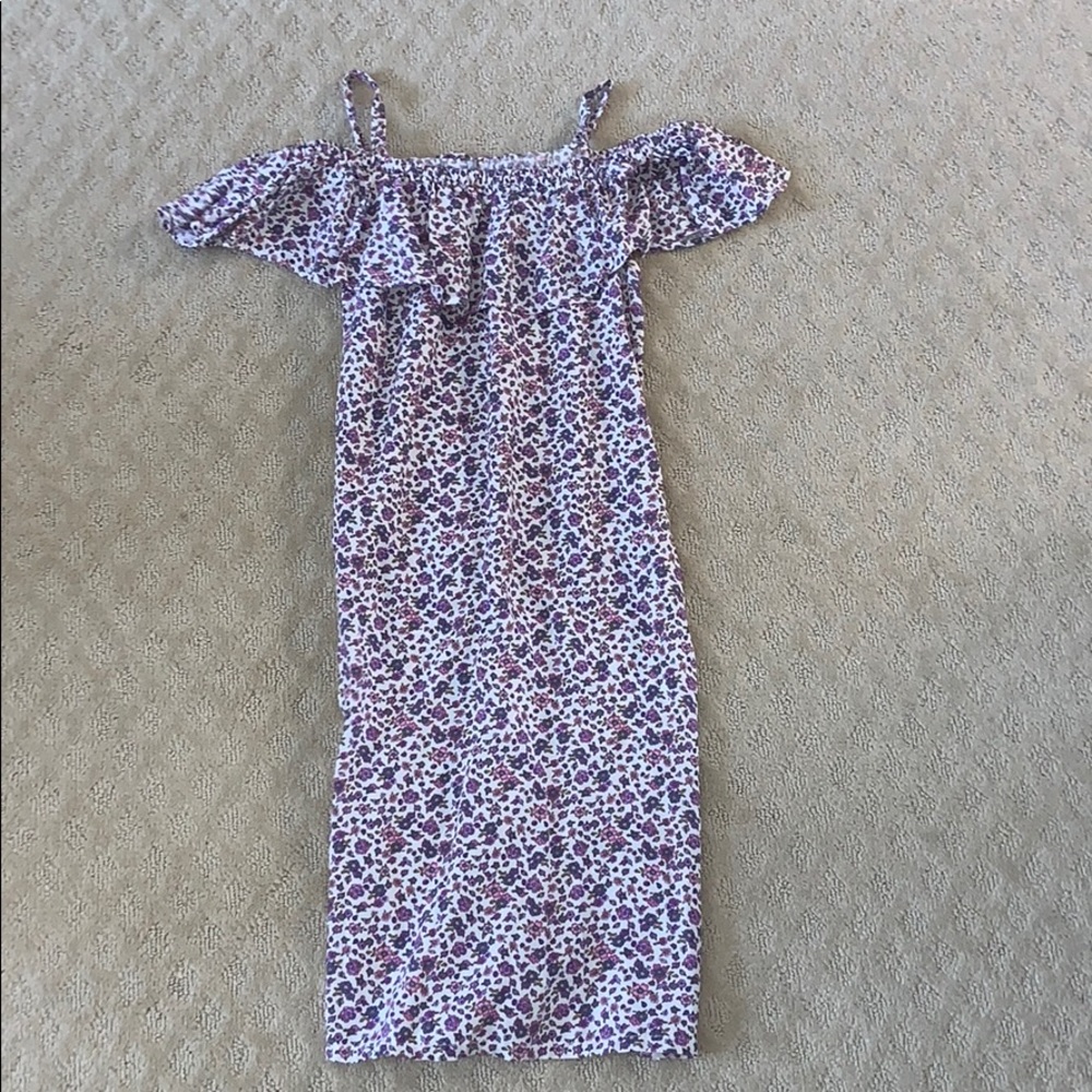 cute purple flower off the shoulder dress
